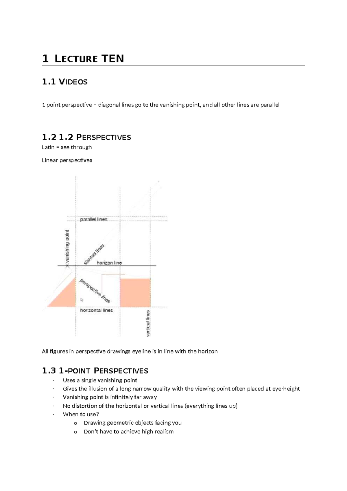 Lecture 10: Understanding One-Point Perspective Techniques - Studocu