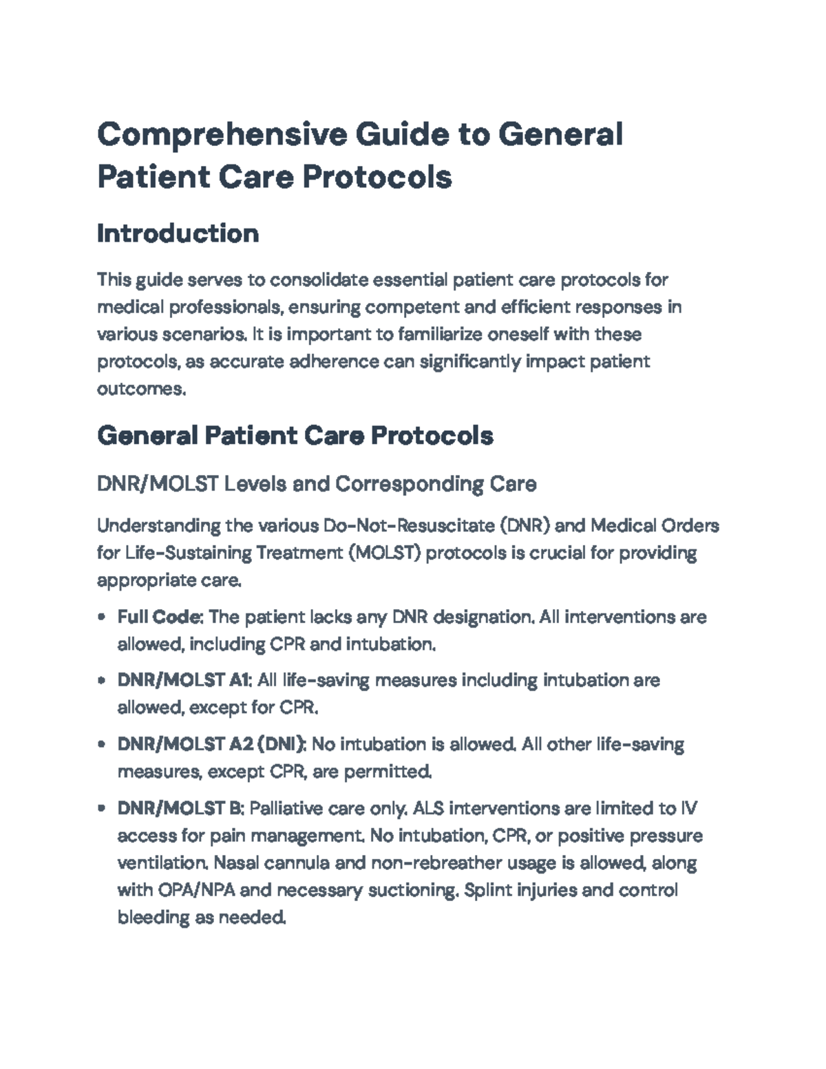 Comprehensive Patient Care Protocols Guide for Medical Professionals ...