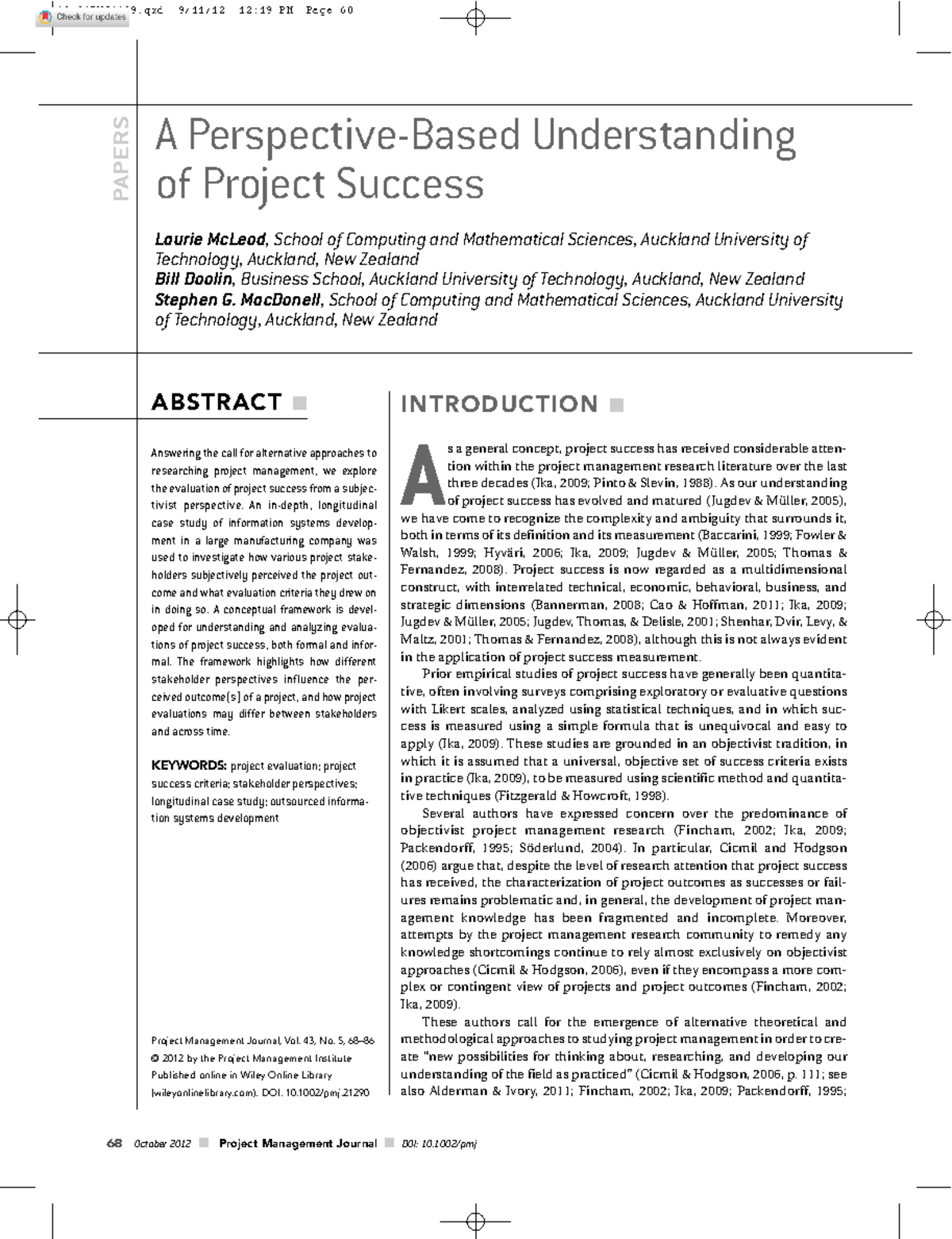 A perspective-based understanding of project success - PAPERS ...