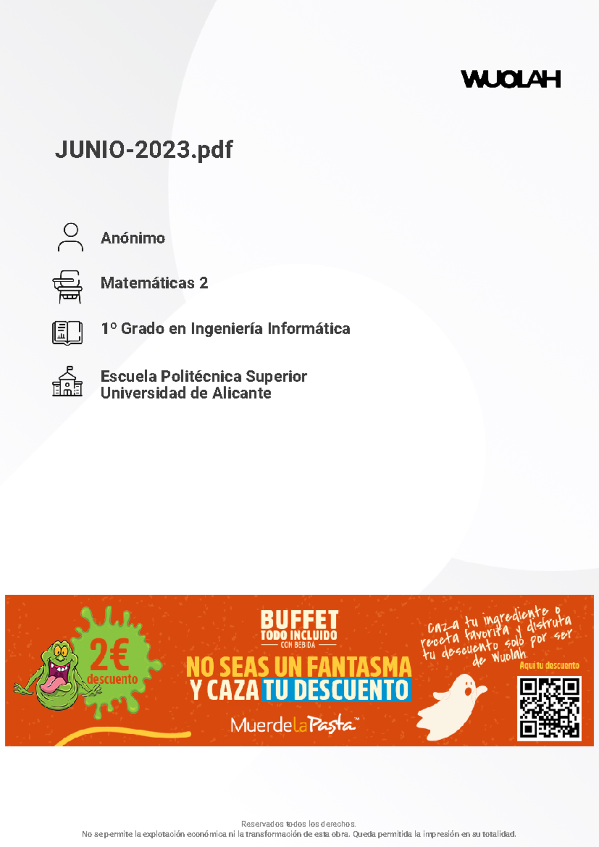 Examen Final Junio 2023 - Matemáticas 2 I2ADE - Grado en Ingeniería ...