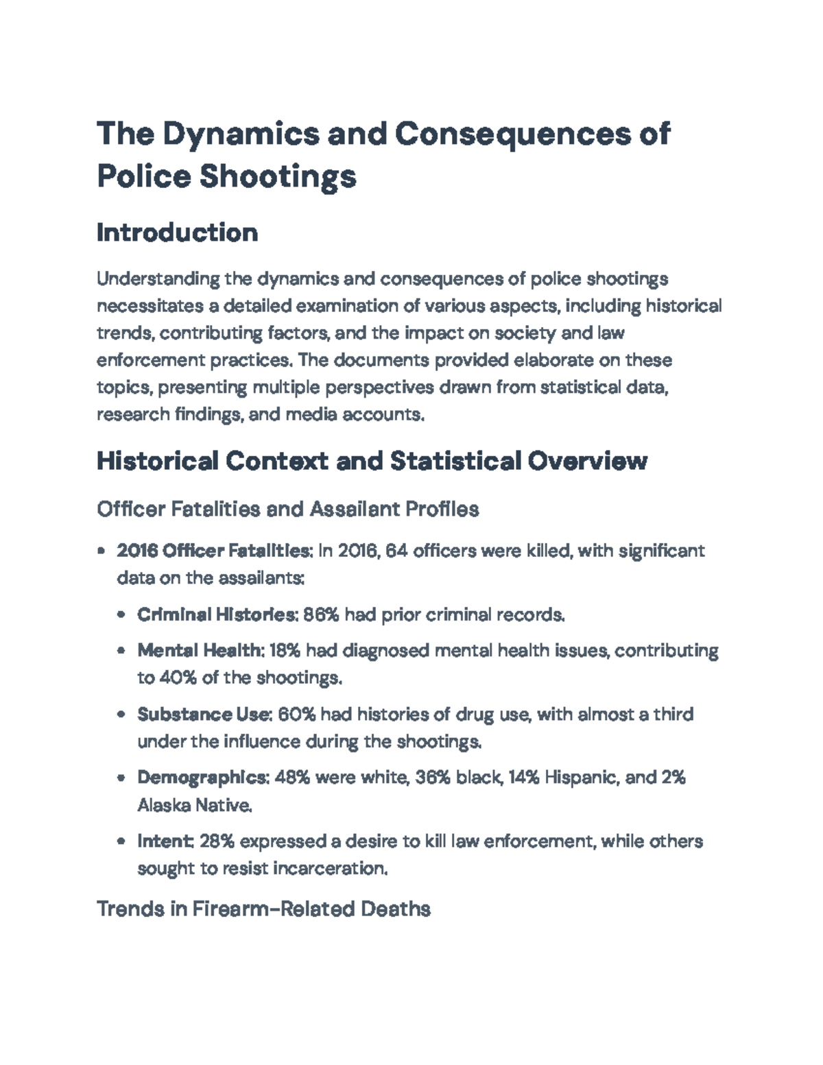 Dynamics and Consequences of Police Shootings: A Comprehensive Analysis ...