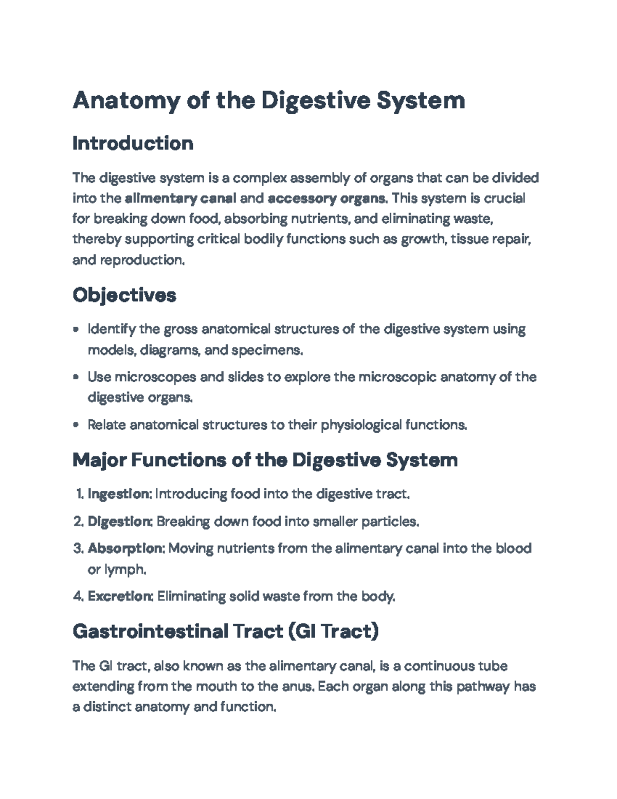Digestive System Anatomy (ANAT 101): Structure & Function Insight - Studocu