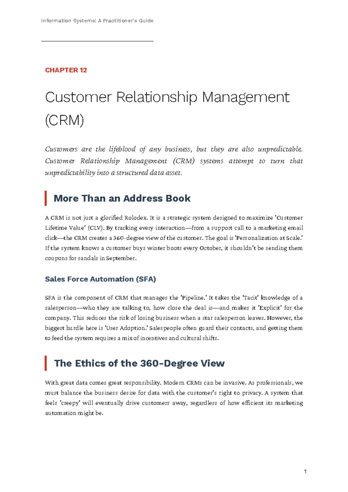 IS Chapter 12: Customer Relationship Management (CRM) Overview - Studocu