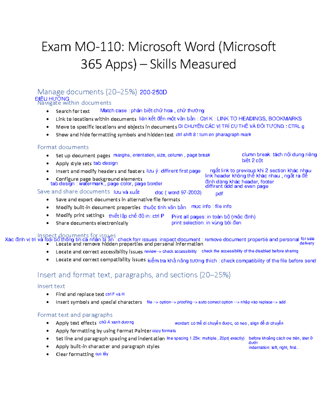 MO 110 Final Exam: Microsoft Word Skills Overview and Guide - Studocu