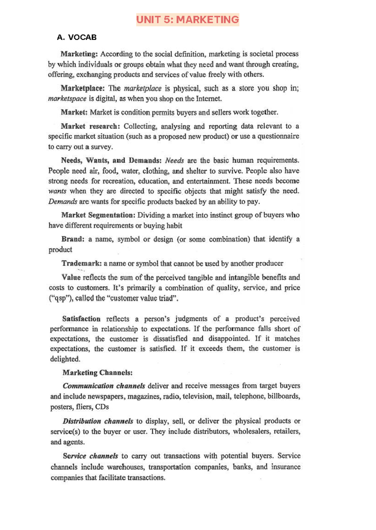 UNIT 5 MKT - Marketing Concepts and Strategies Overview - Studocu
