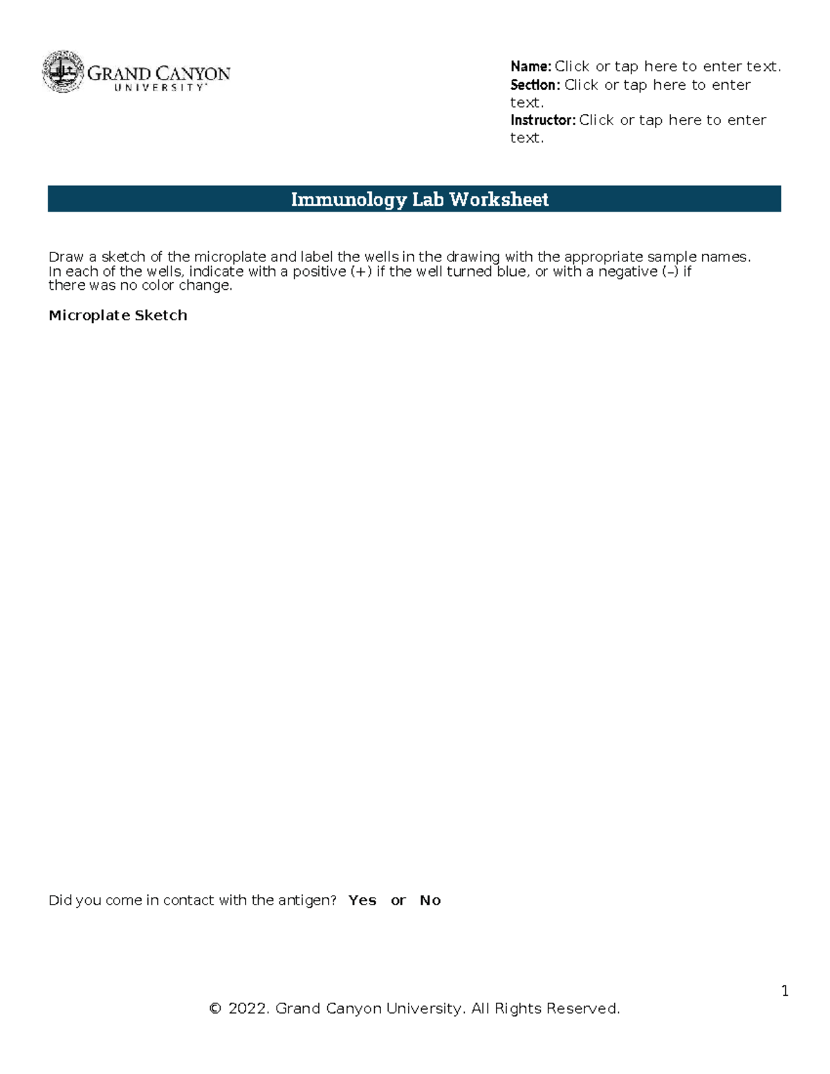 Immunology Lab Worksheet - BIO205L - Disease Transmission & Assays ...