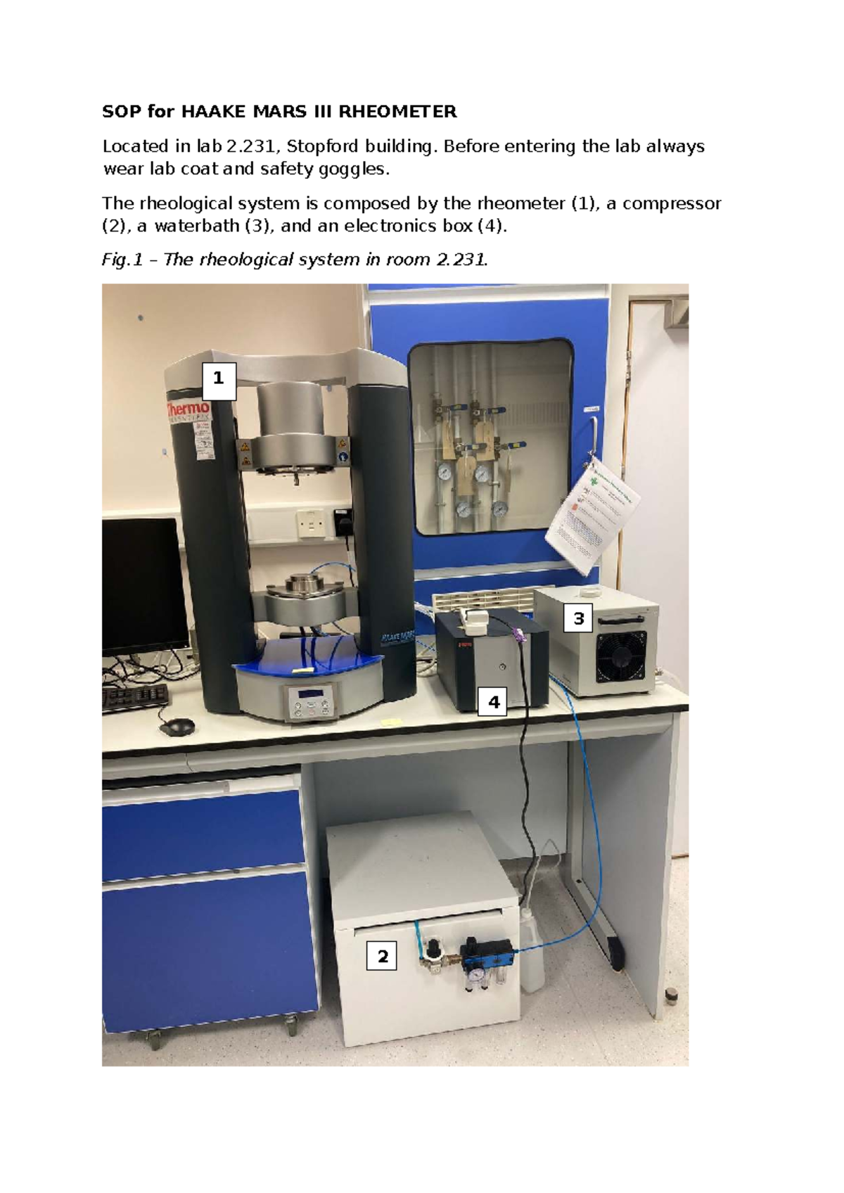 SOP for HAAKE MARS III Rheometer Operation in Lab 2.231 - Studocu