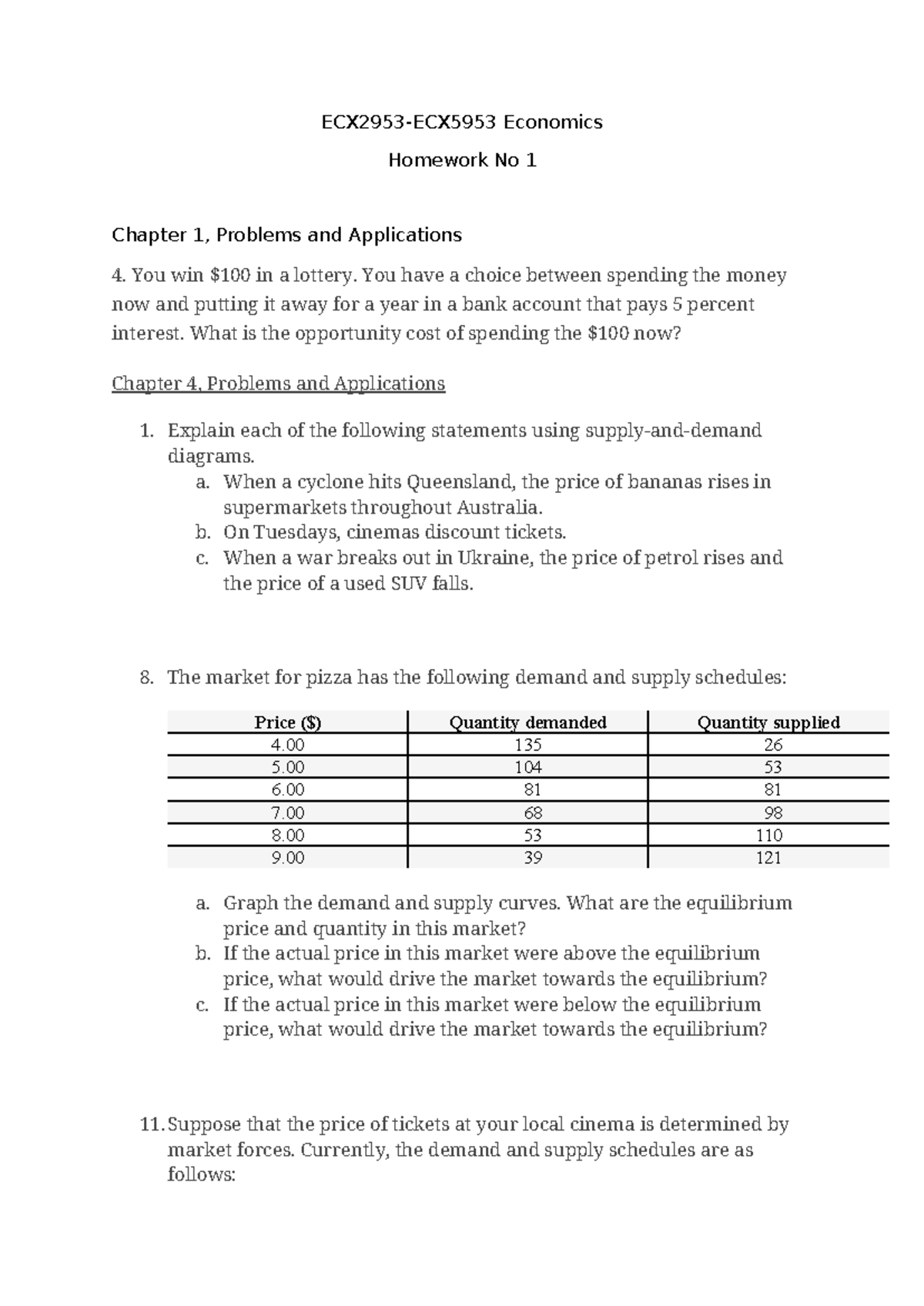 ECX2953 Homework 1: Economics Problems & Applications Analysis - Studocu