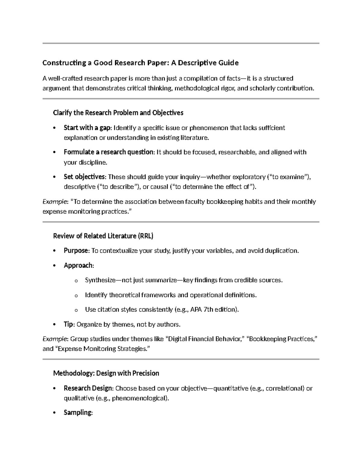 Constructing a Good Research Paper: A Comprehensive Guide - Studocu