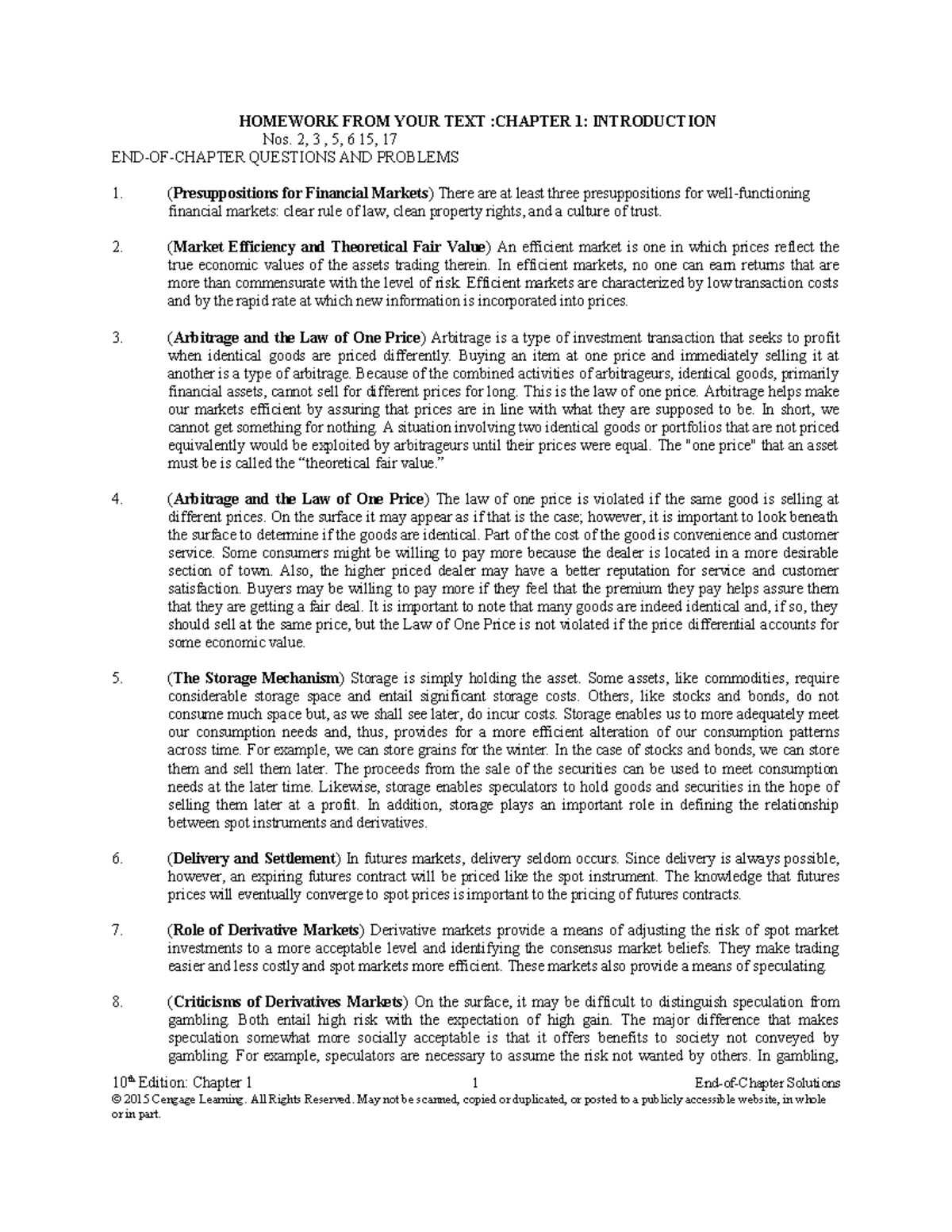 Homework Solutions for Your Text: Chapter 1 Introduction - Studocu