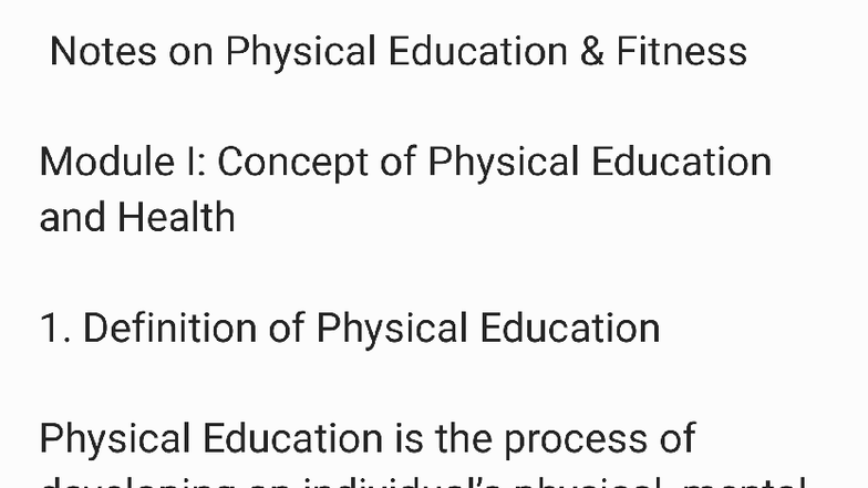 Notes on Physical Education & Fitness 251026: Comprehensive Overview ...