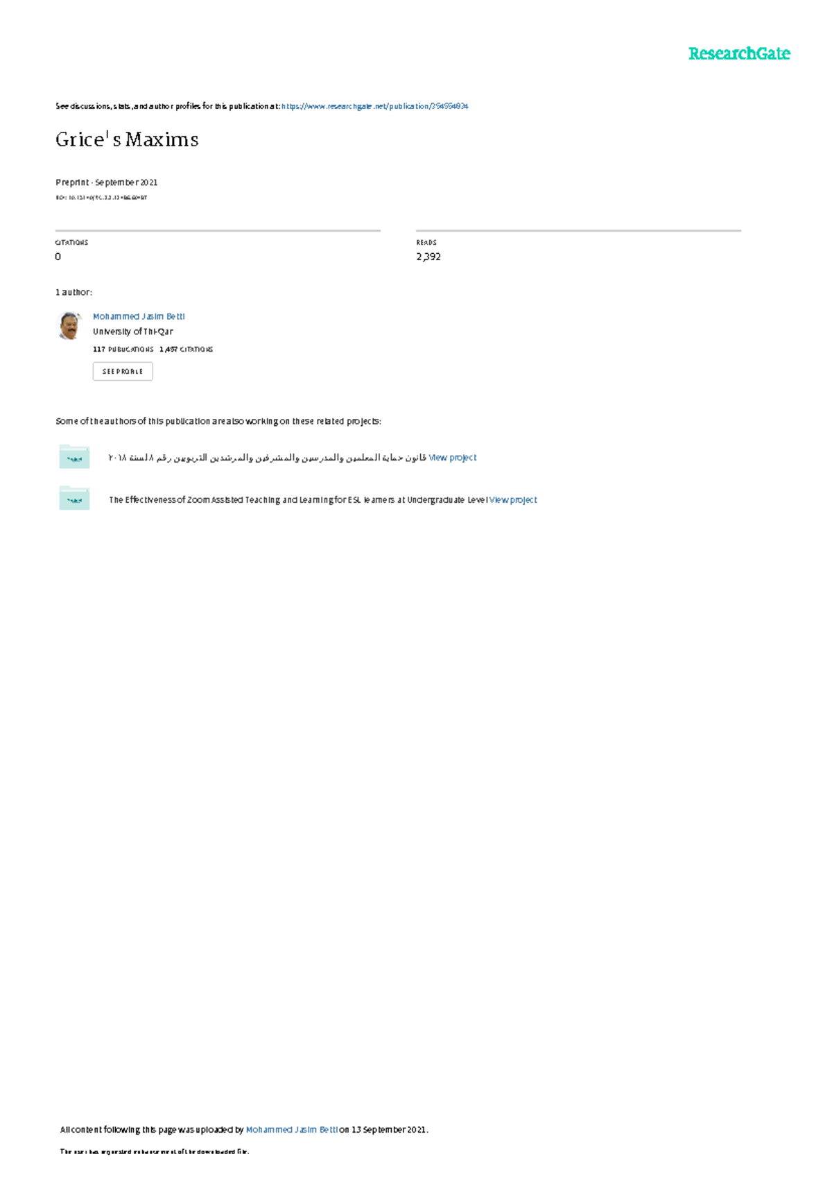 Grices Maxims - See discussions, stats, and author profiles for this ...