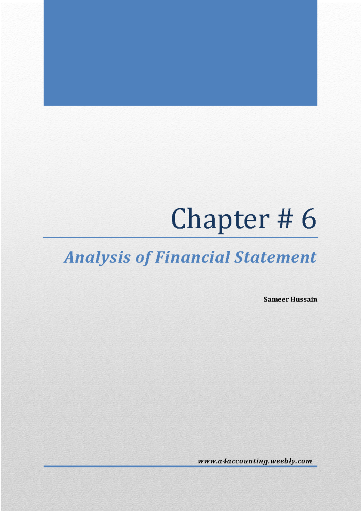 Chapter 6 - Lecture notes 2 - Chapter # 6 Analysis of Financial ...