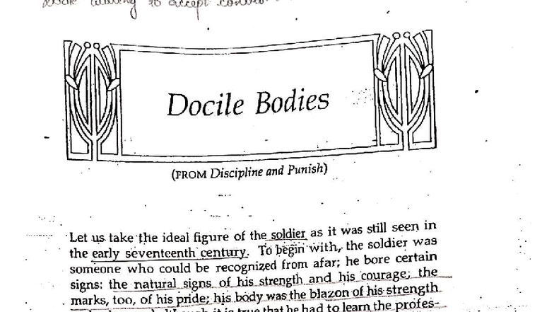 Foucault's Concept of Docile Bodies in Discipline and Punish - Studocu