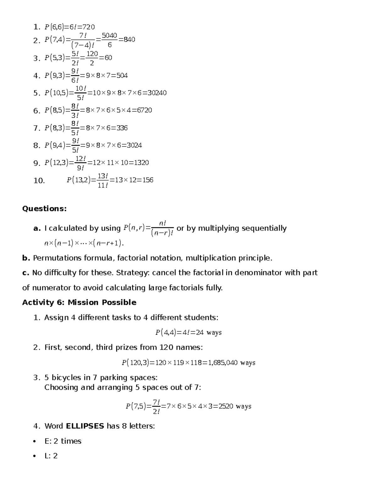Permutations and Factorials: Strategies and Examples - Studocu