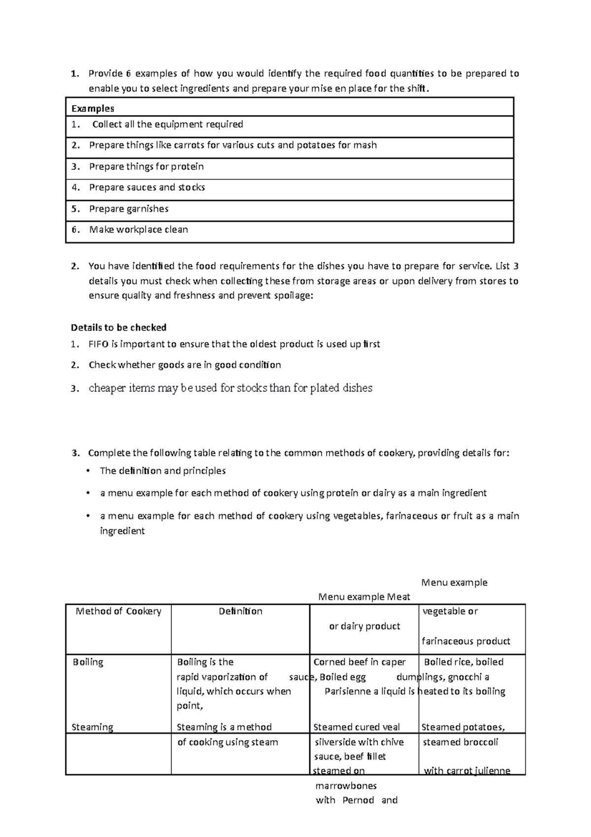 SITHCCC 005 - Food Preparation and Cookery Methods Guide - Studocu