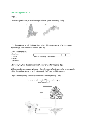 Tkanki i organy roślinne TEST klasa 5 - TEST Z DZIAŁU TKANKI I ORGANY ...