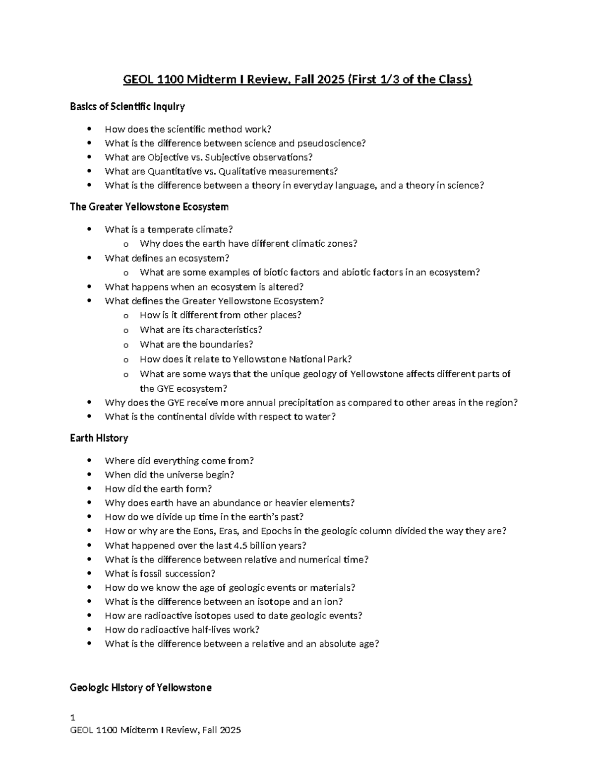 Geol 1100 Midterm I Review Geologic History Earth Materials Studocu