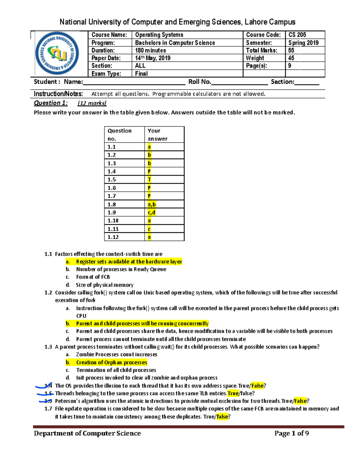 Final exam notes for CS 205: Operating Systems - Spring 2019 - Studocu