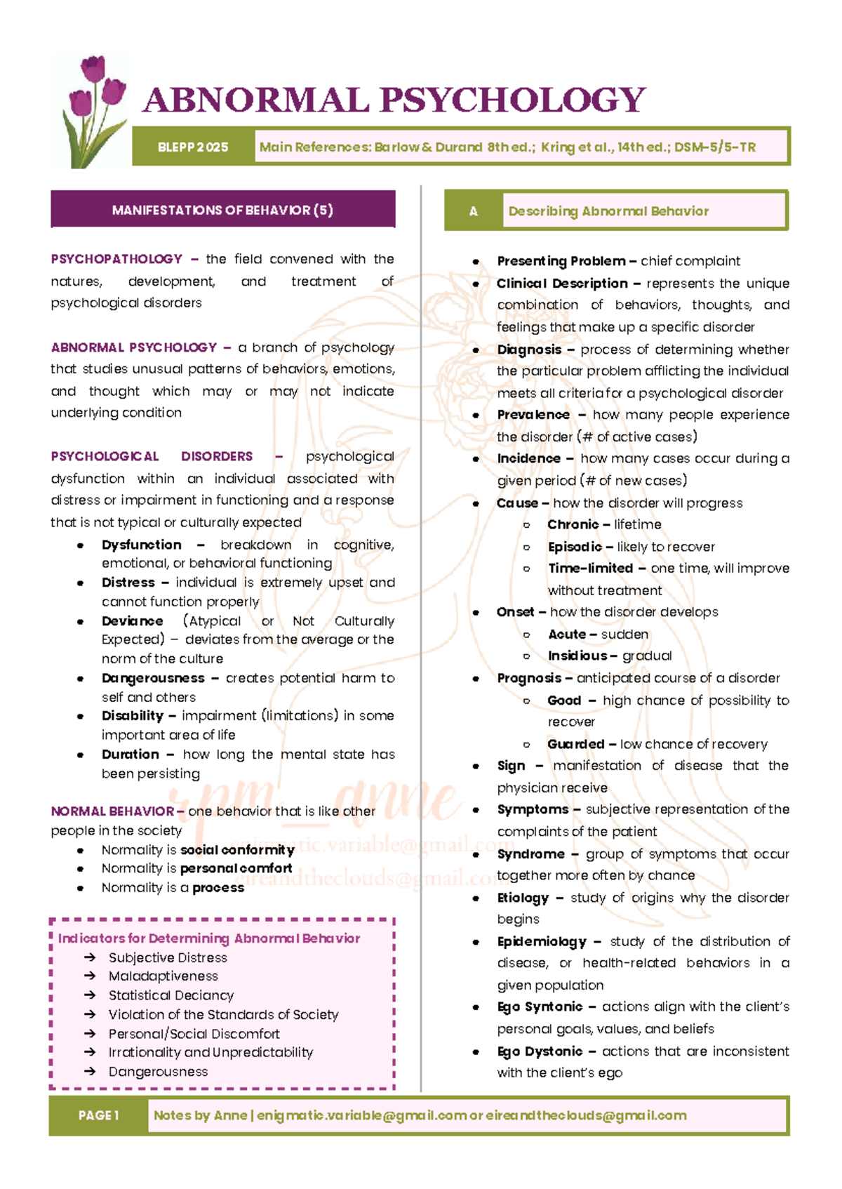 ABNORMAL PSYCHOLOGY BLEPP 2025 Final Exam Study Guide and Key Concepts ...