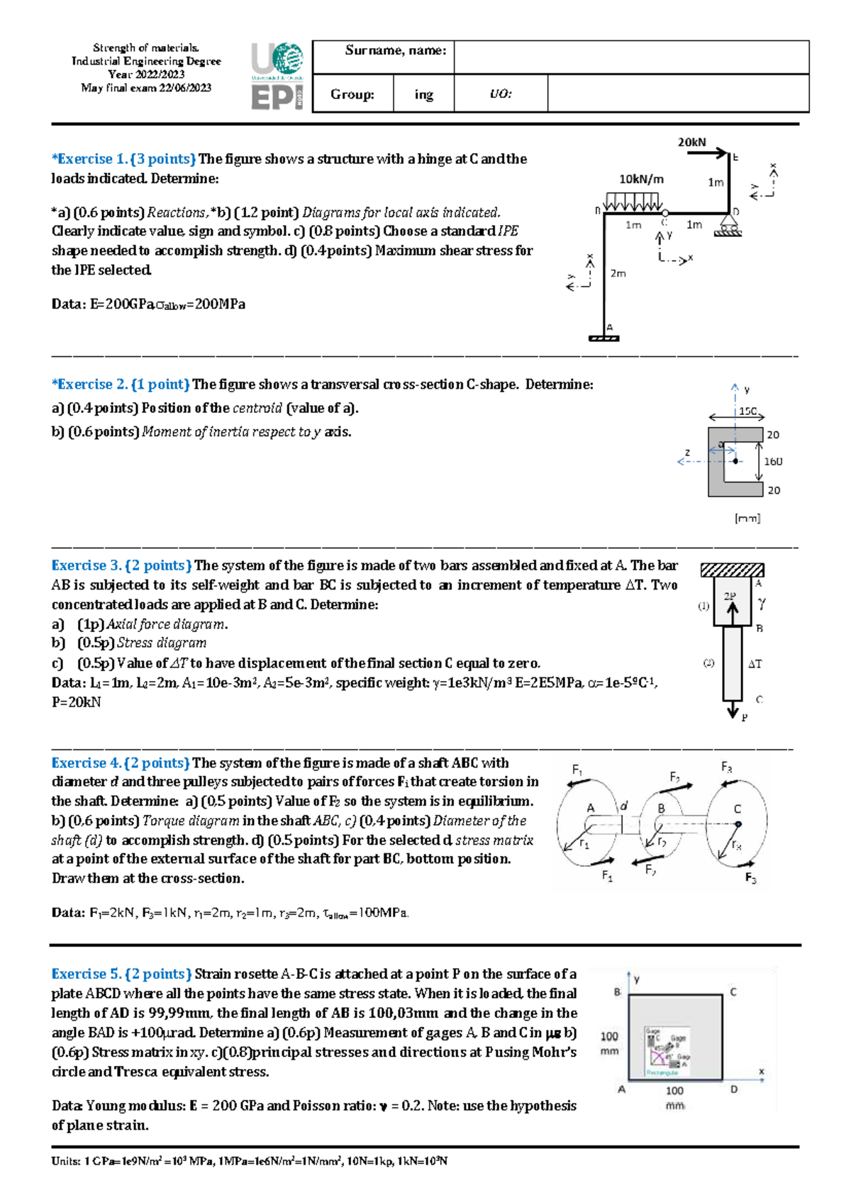 22-23 RM F3 - Strength of Materials Final Exam Review - Studocu