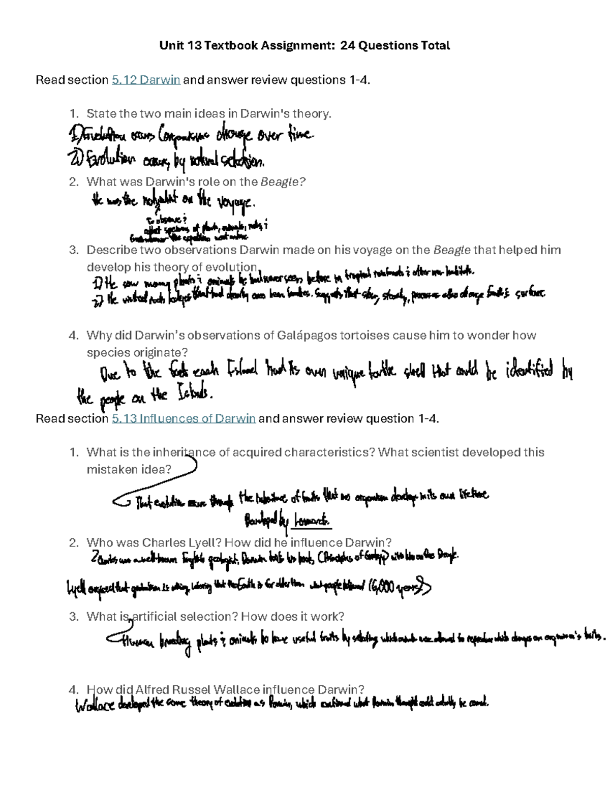 Biology 101: Evolution Theory & Key Concepts Review Questions - Studocu