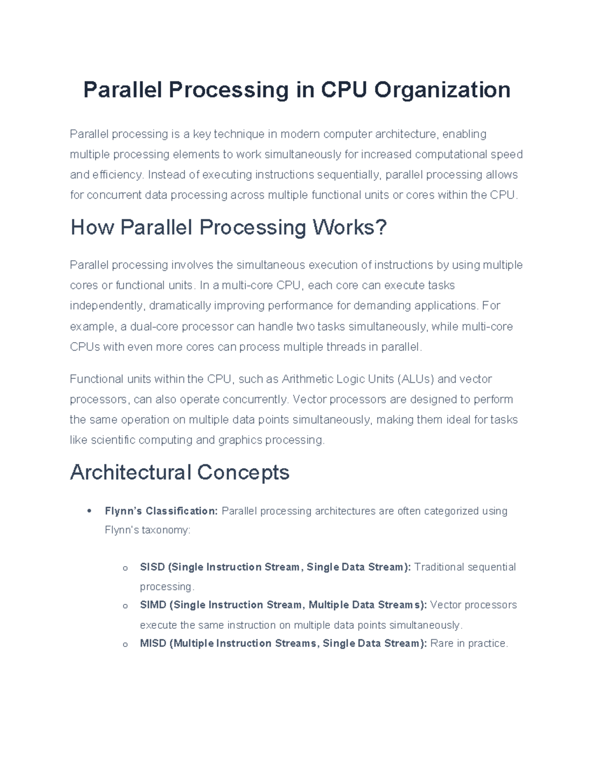 Parallel Processing in CPU Org: Concepts & Techniques - Studocu