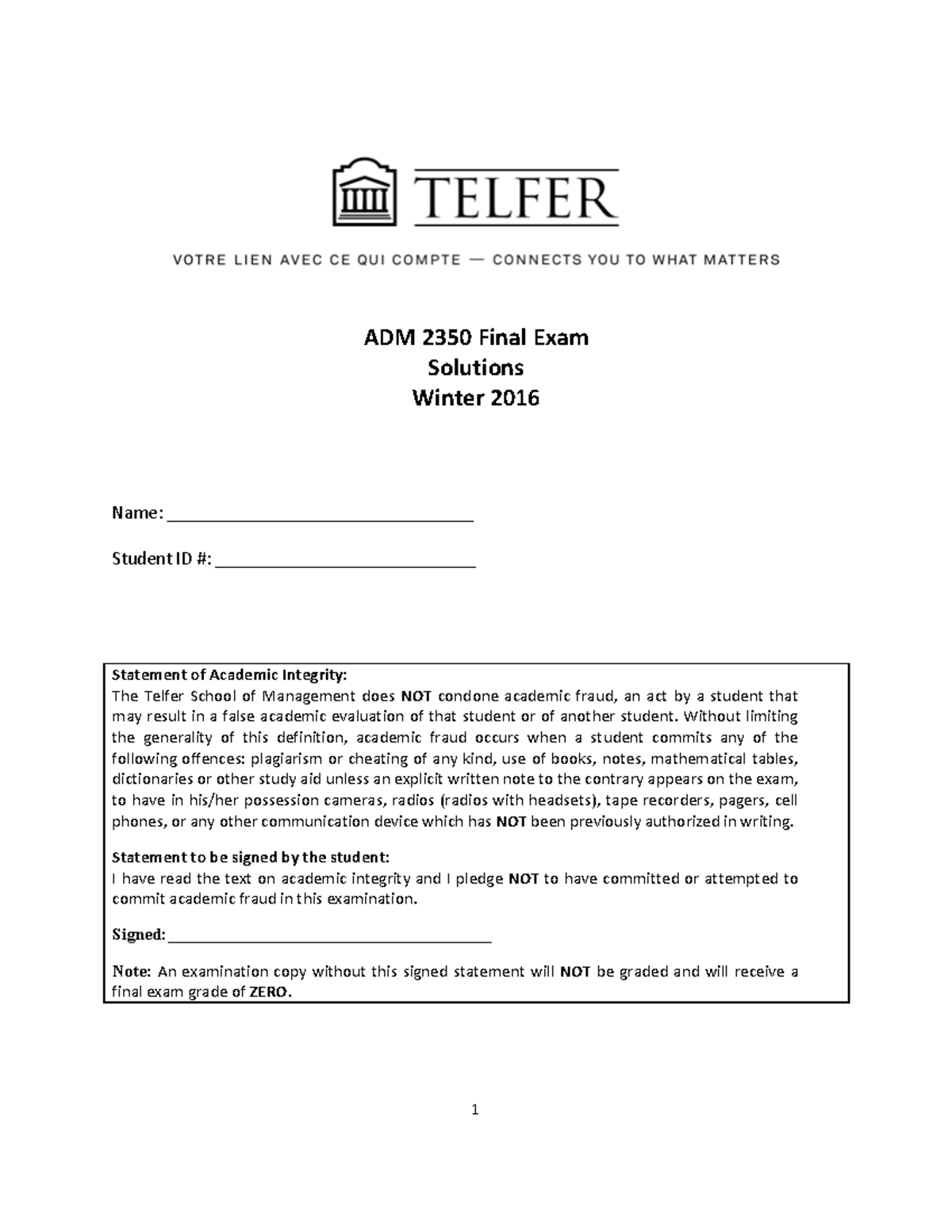 Final exam 2016, questions and answers - ADM 2350 Final Exam Solutions ...