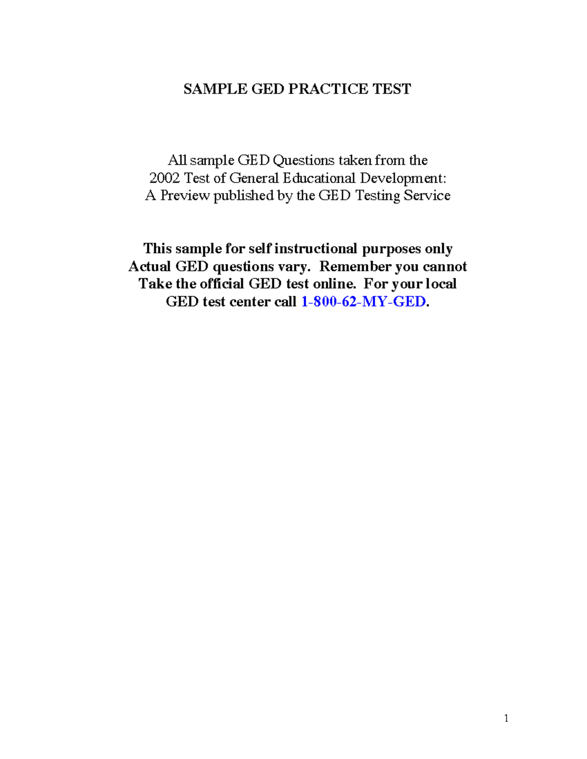 GED Sample Practice Test: Language Arts Writing & Essay Guidelines ...
