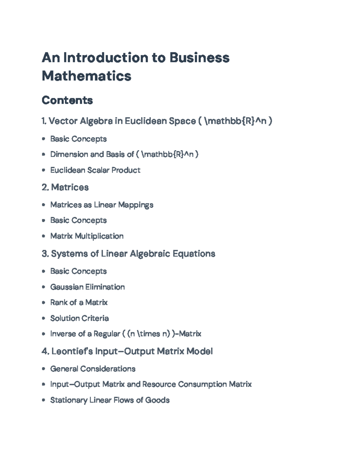 Mathematics for Business Analysis: Vector Algebra, Matrices & More - An ...