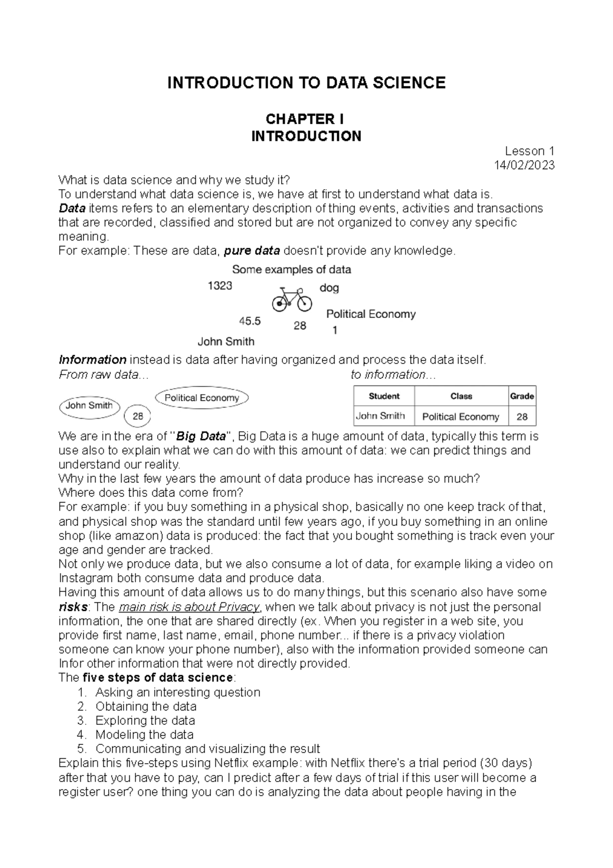 Introduction to Data Science (Course Code: DATA101) - Chapter Overview ...