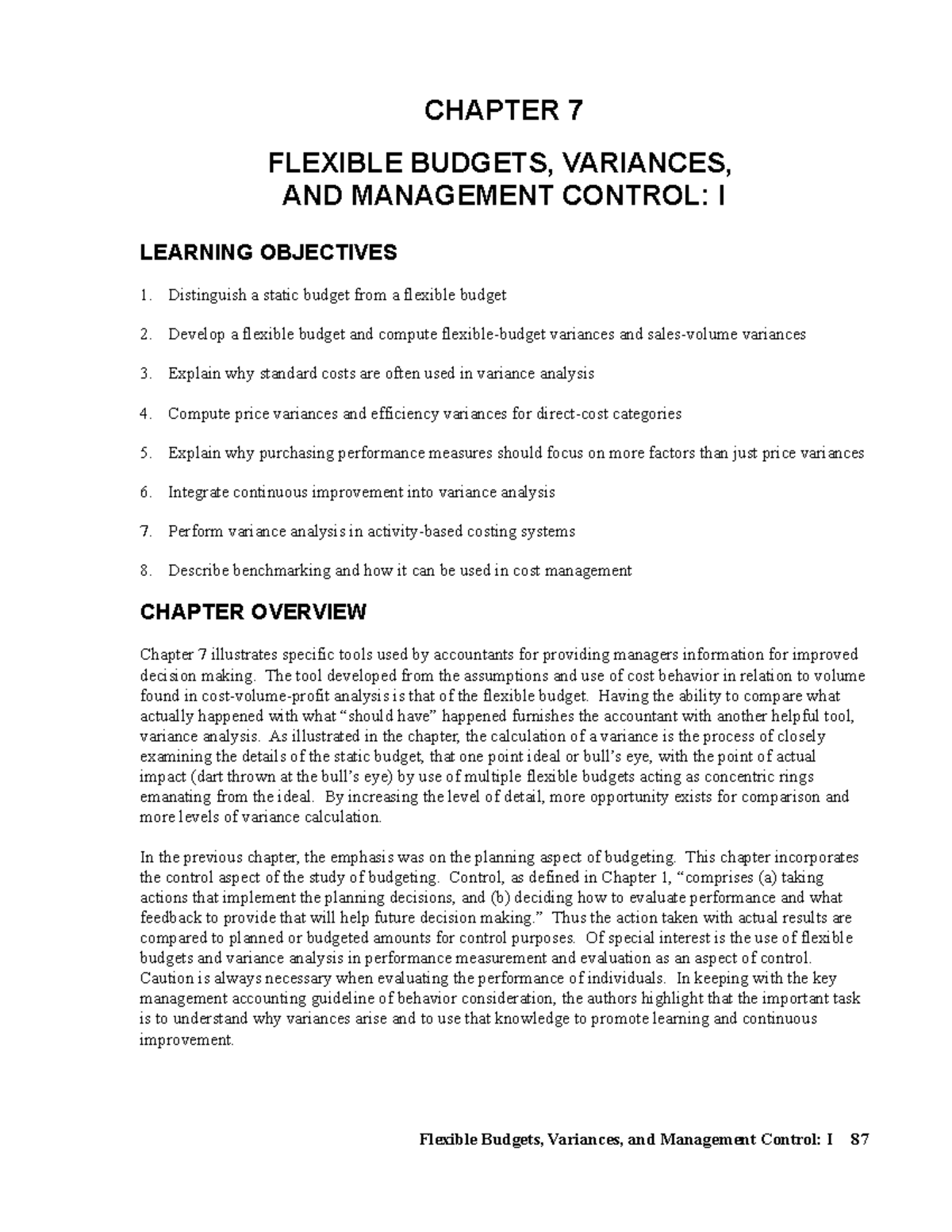 Test Bank: ACC 101 Final Exam Chapter 07 - Flexible Budgets & Variances ...