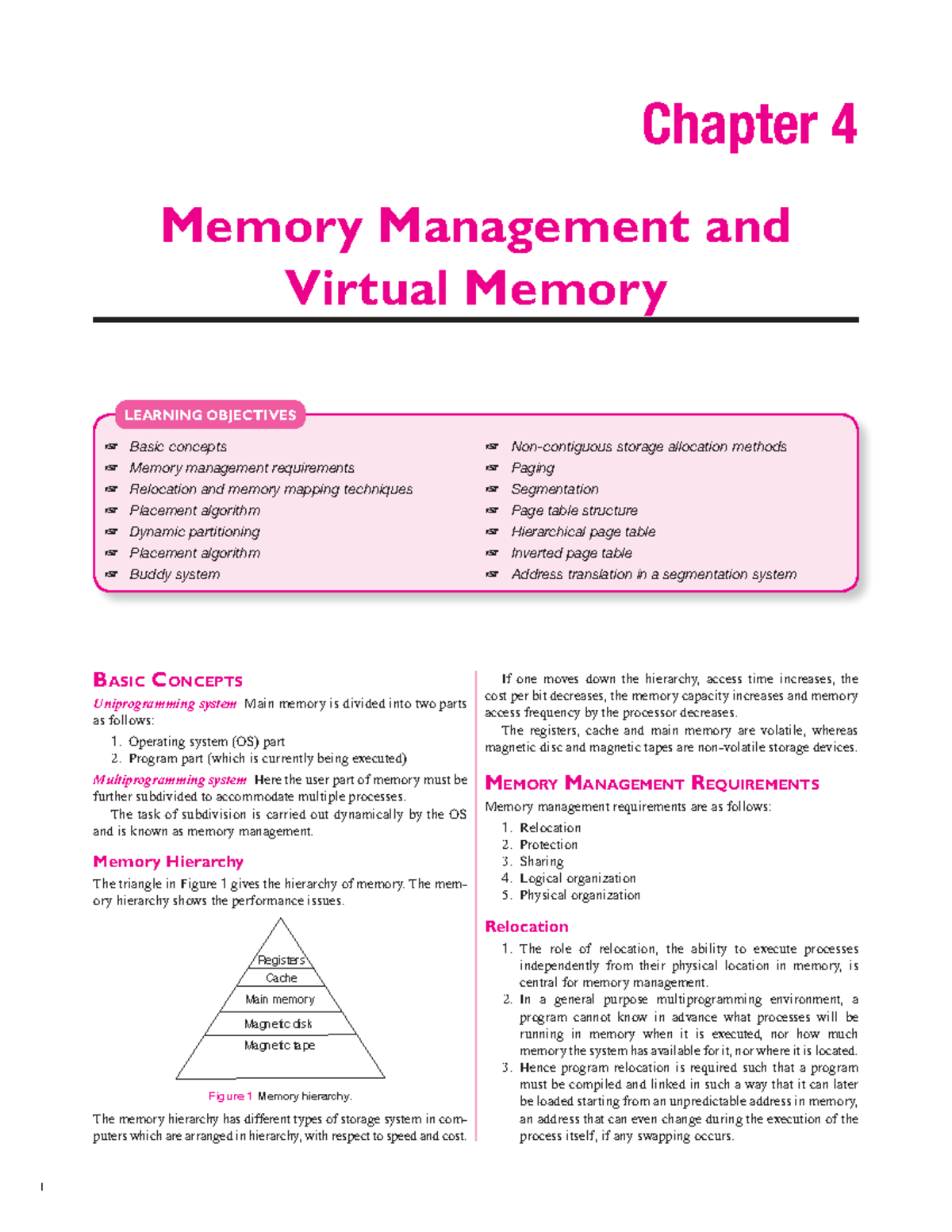 Chapter 4: Memory Management and Virtual Memory (OS4) - Studocu