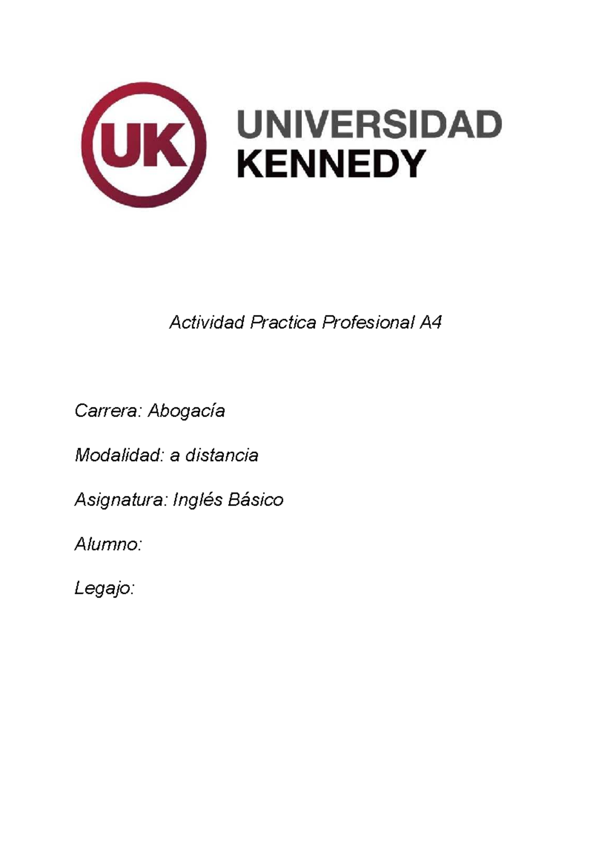Actividad Evaluable A4 - Ingles Basico - Actividad Practica Profesional ...