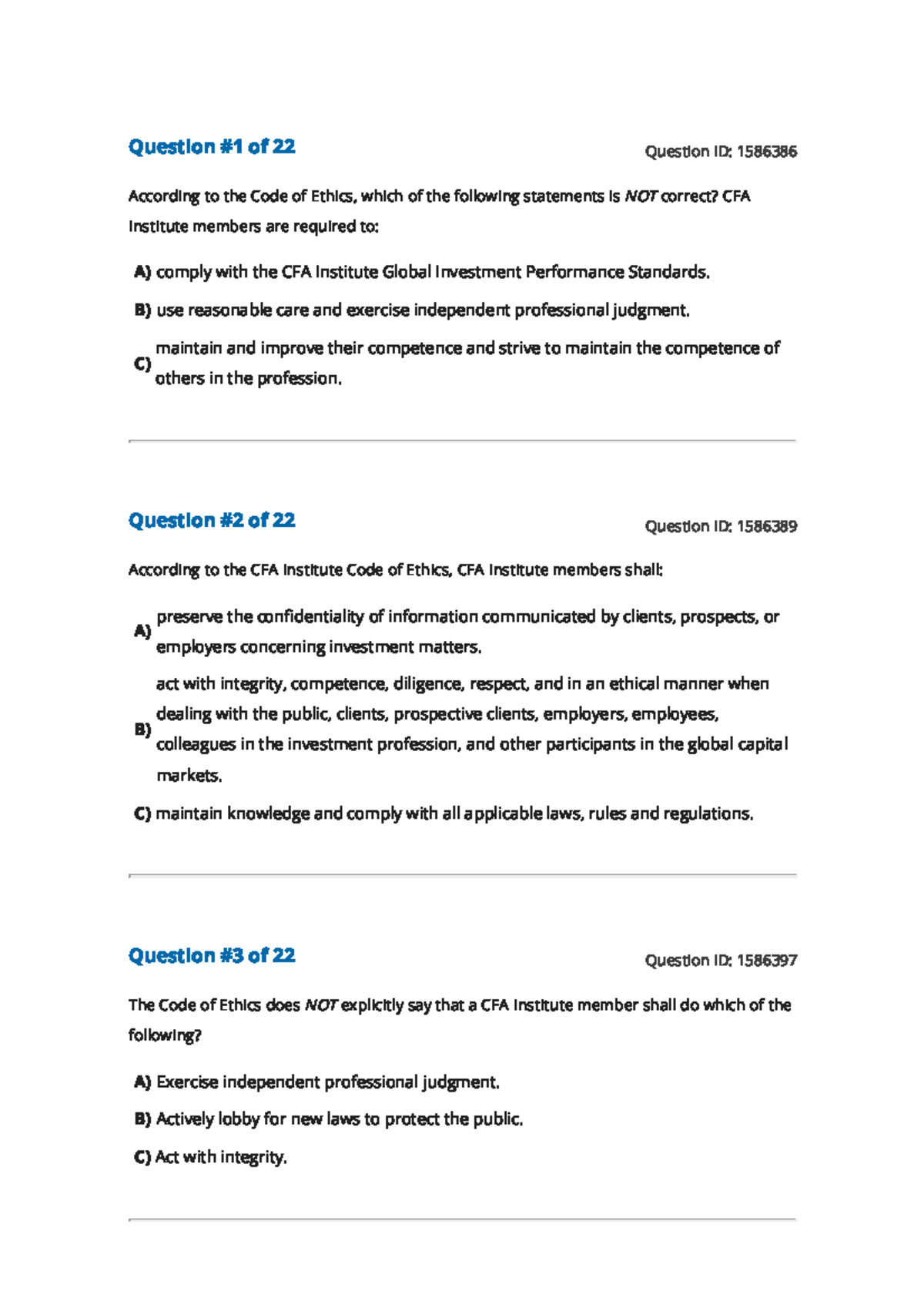 Reading 41 code of ethics merged 4017 taptin 0 - Question #1 of 22 ...