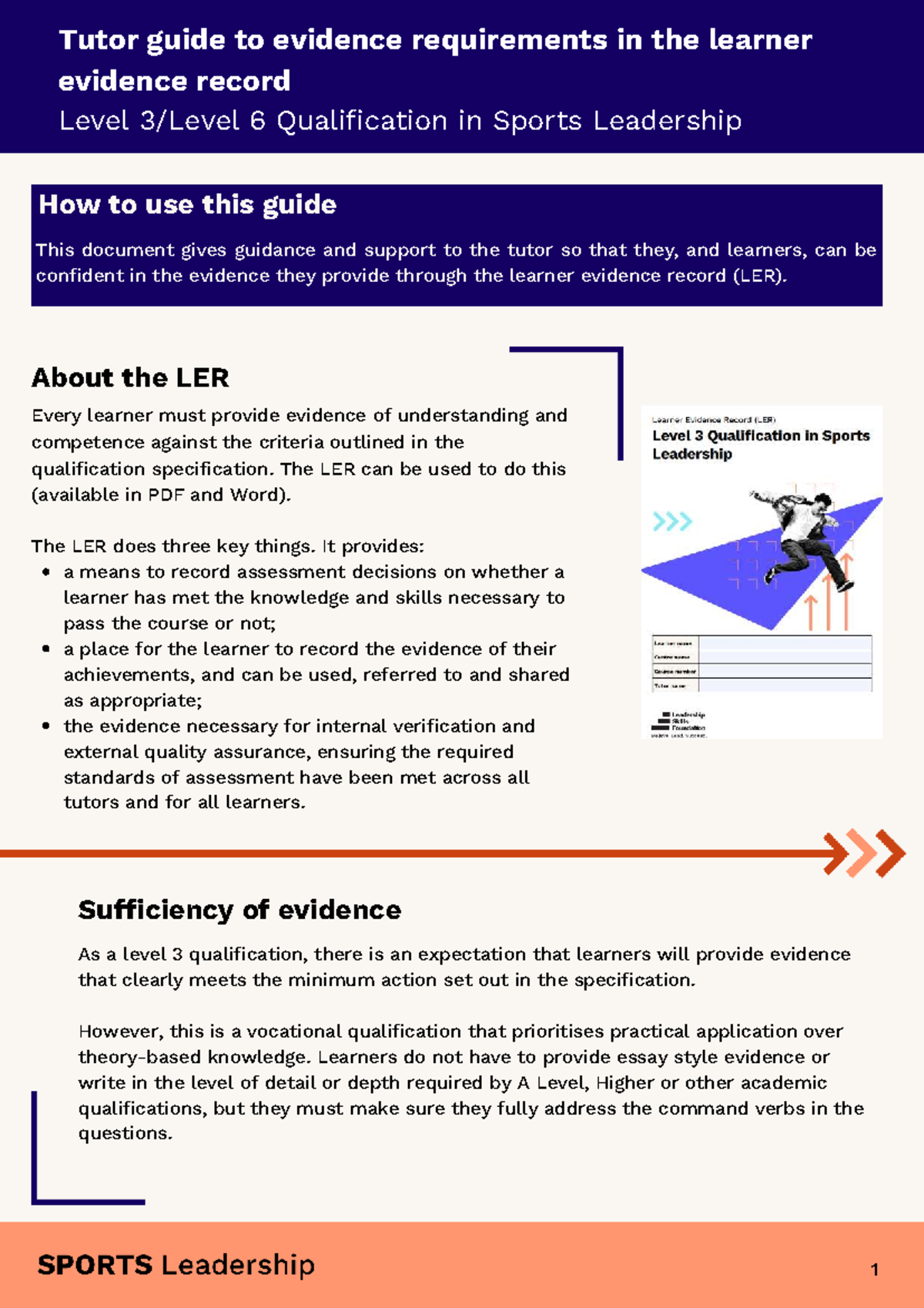 Level 36 Sport Tutor evidence guidance document - Every learner must ...