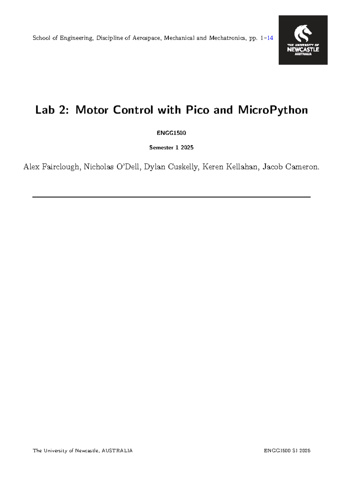 ENGG1500 S1 2025 Lab 2: Motor Control with Pico & MicroPython - Studocu