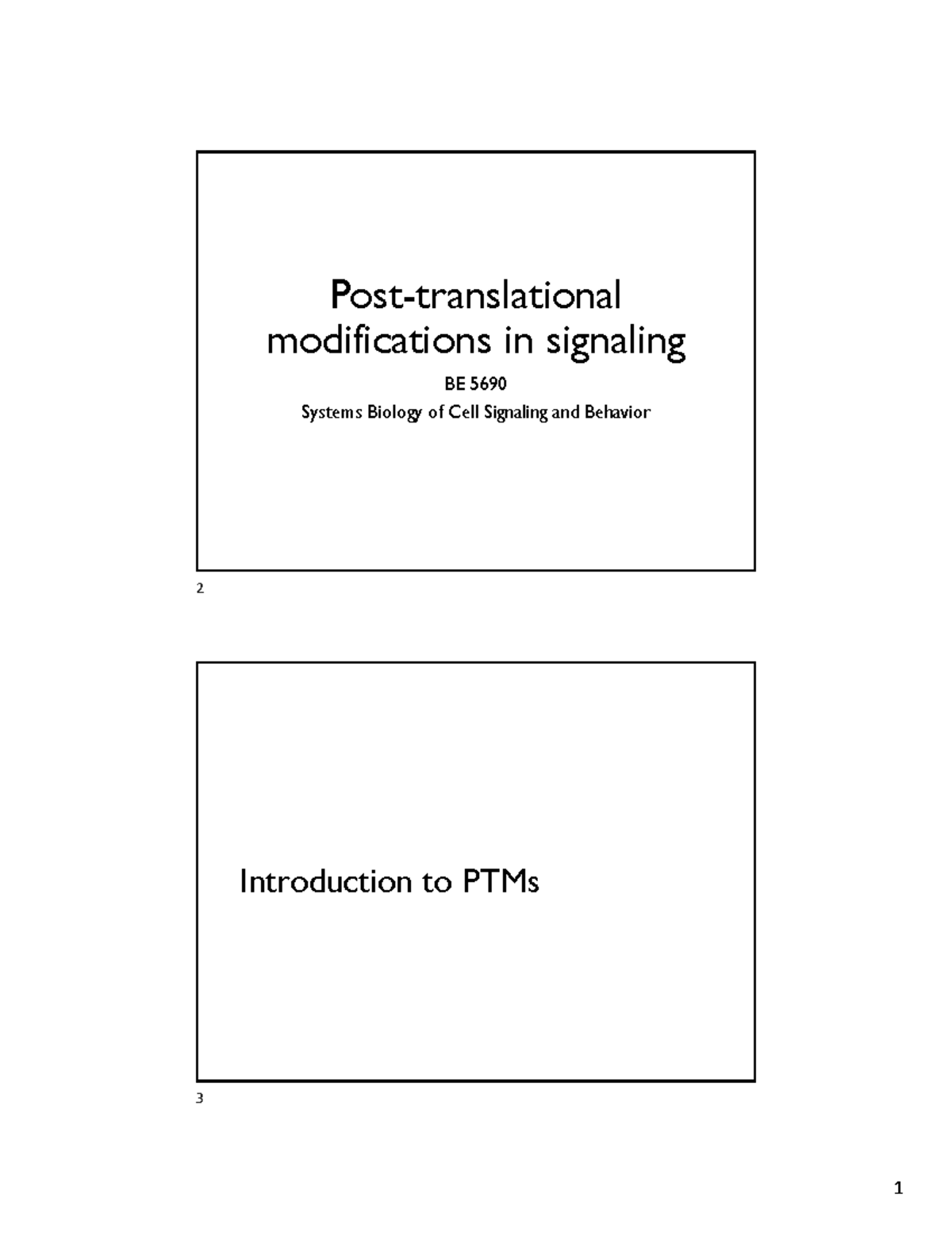 Post-Translational Modifications in Cell Signaling BE 5690 Lecture ...