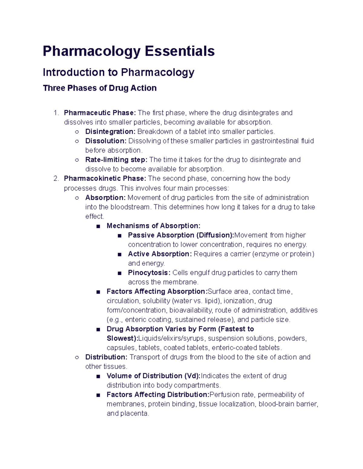 Pharmacology Essentials: Introduction to Drug Action Phases and ...