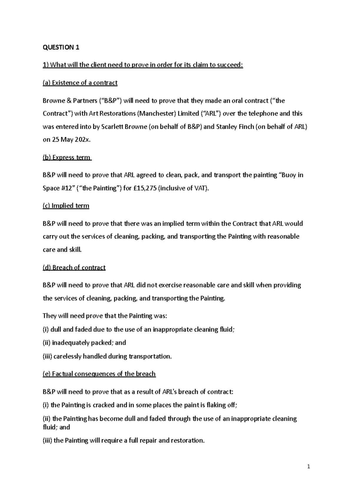 Dispute Resolution Mock Answers - Law 101 Study Guide - Studocu