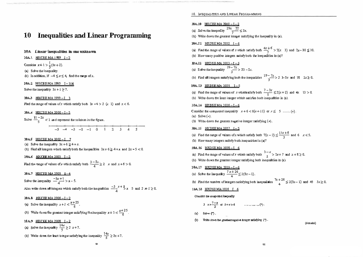 Inequalities and Linear Programming: DSE Topics Overview - Studocu
