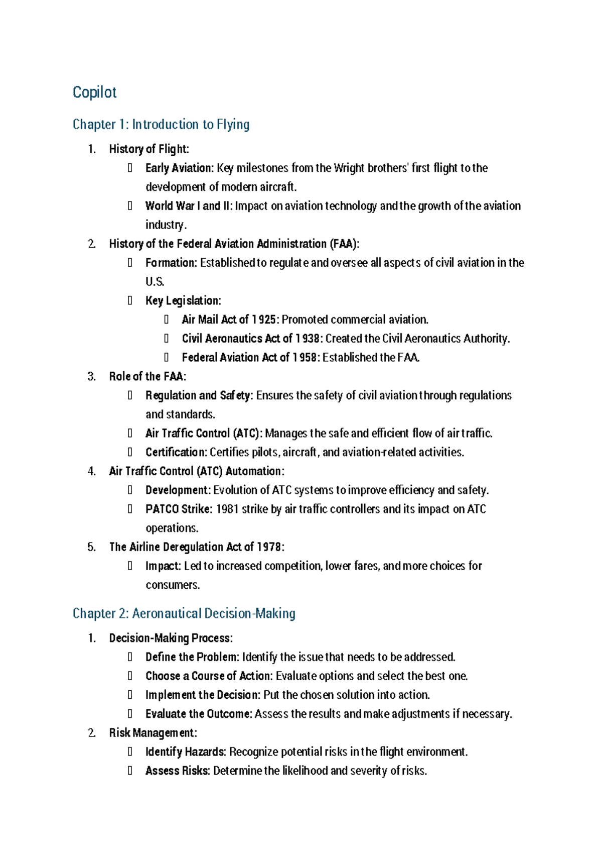 PHAK Notes: Intro to Flying & Aeronautical Decision-Making - Studocu