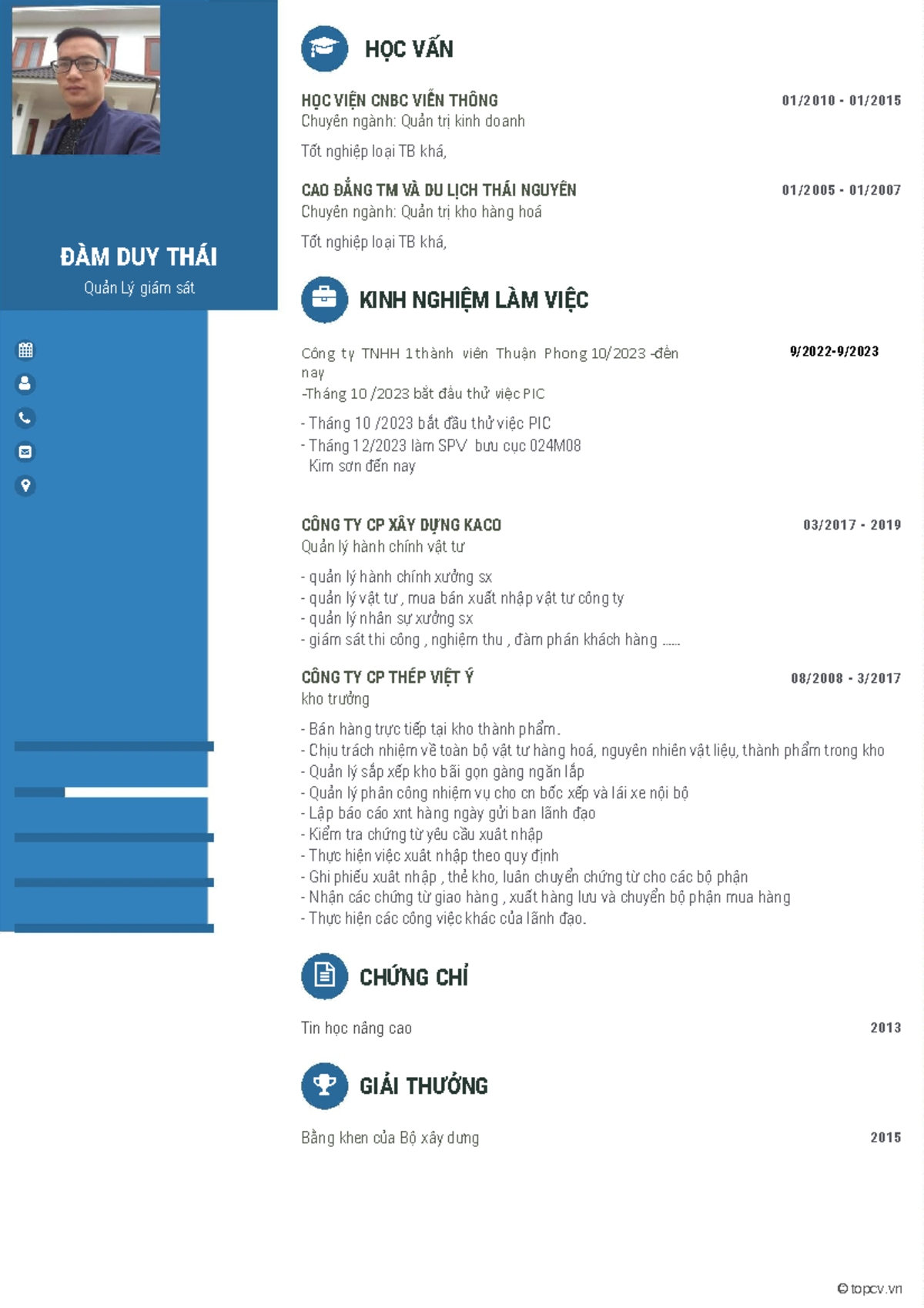 DAM DUY THAI Top CV - dont have ant - HỌC VẤN HỌC VIỆN CNBC VIỄN THÔNG ...