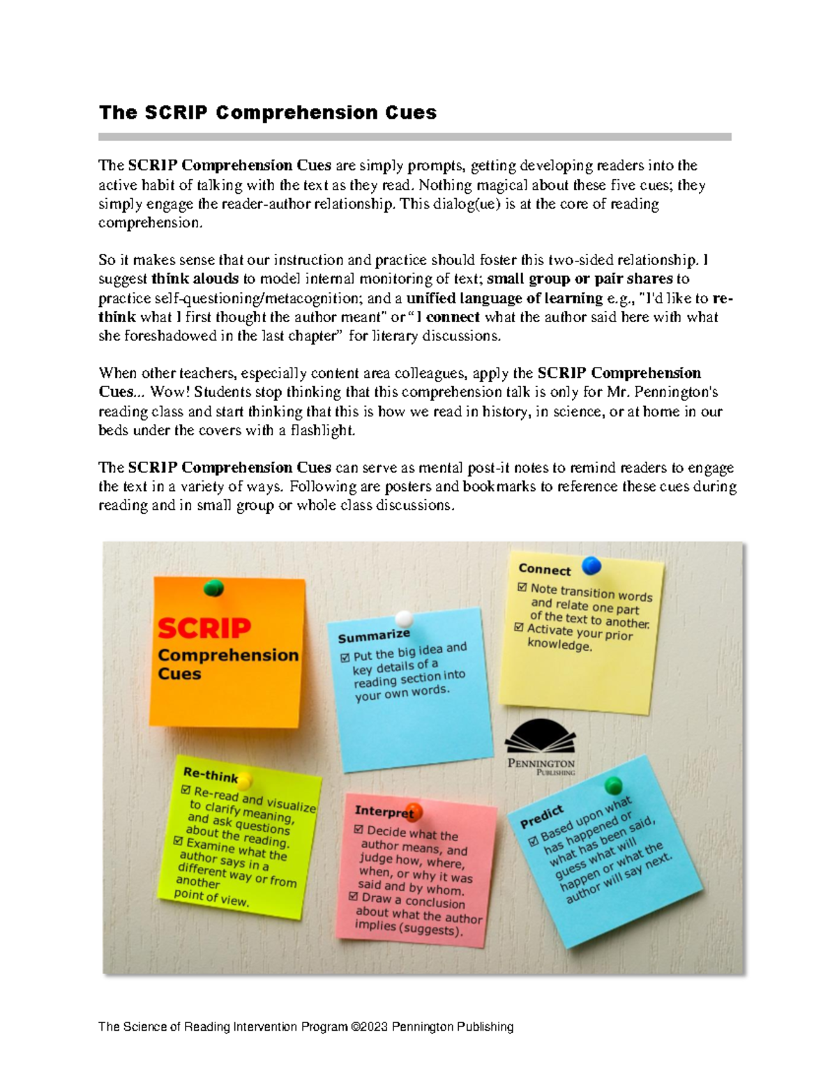 SCRIP Comprehension Cues: Strategies for Active Reading Engagement ...