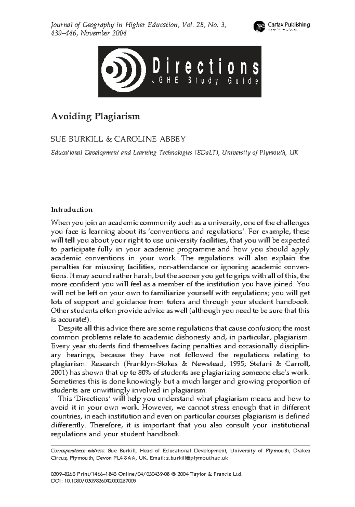 Understanding and Avoiding Plagiarism in Academic Work - Studocu