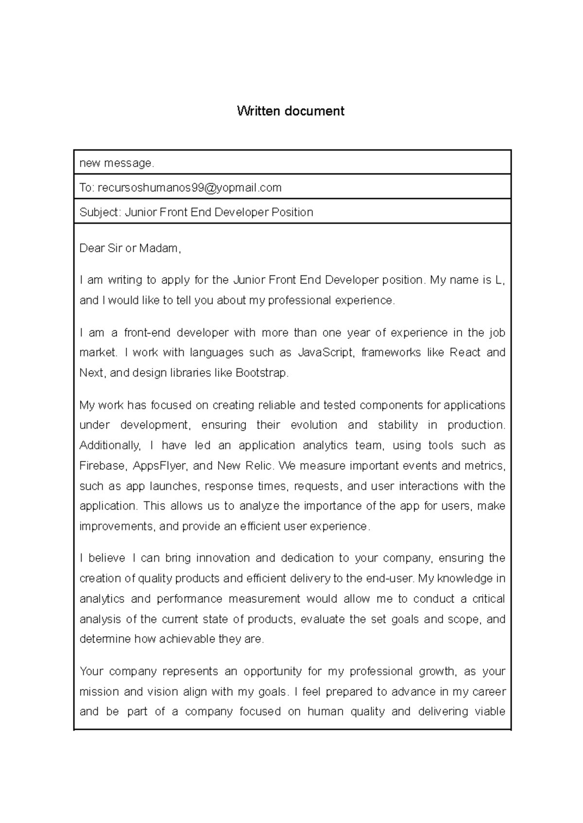 Application for Junior Front End Developer Position - GA2-240202501-AA2 ...