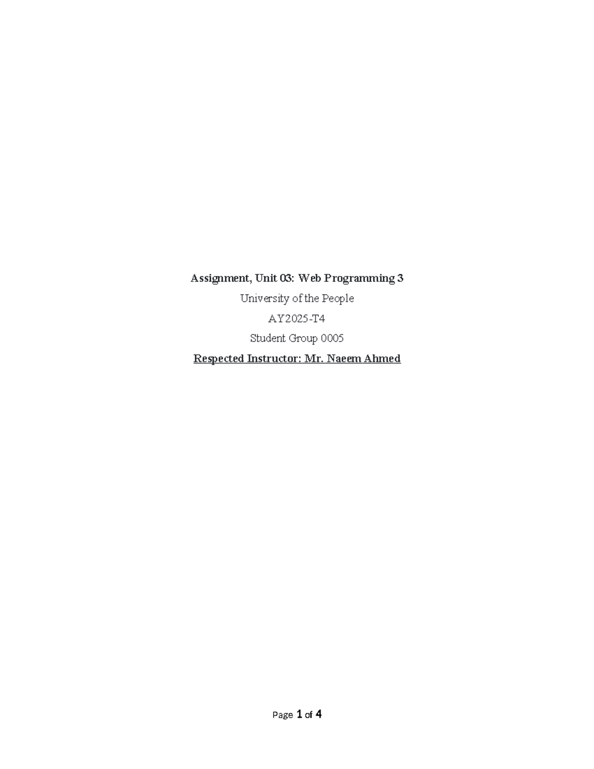 Assignment 03: PHP Fundamentals Lab for Web Programming 3 - Studocu