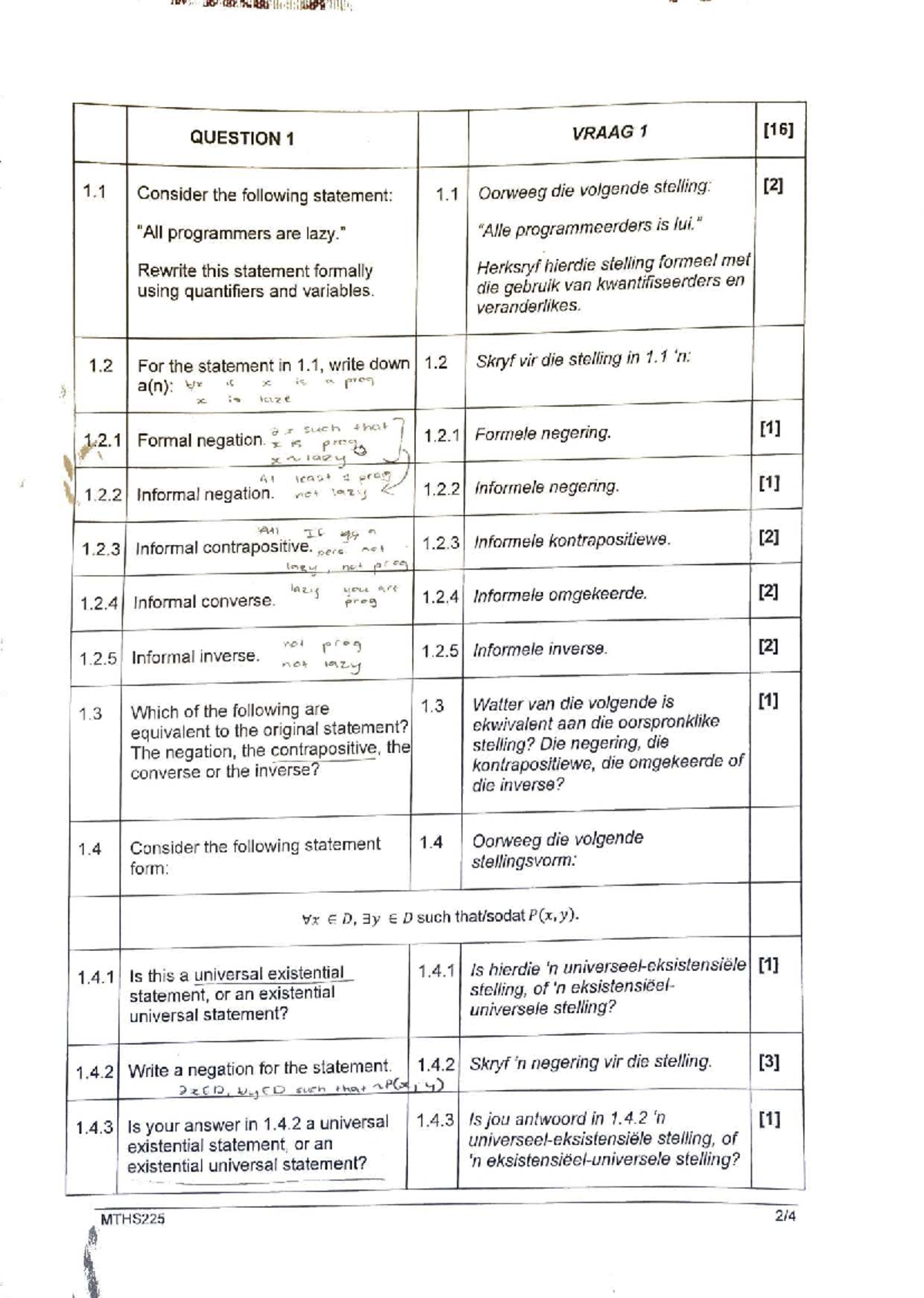 MTHS225 Sem Test 2025: Formal Logic and Proofs - Studocu
