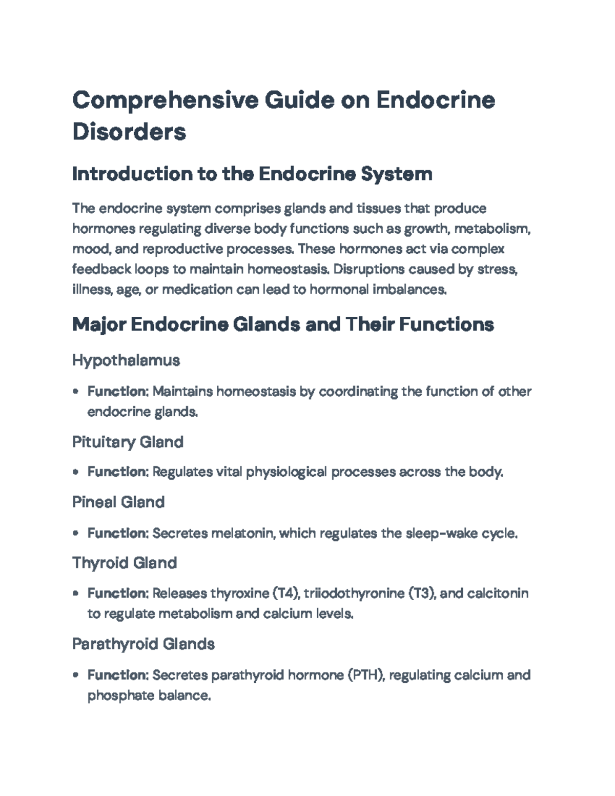 Comprehensive Overview of Endocrine Disorders and Management Strategies ...