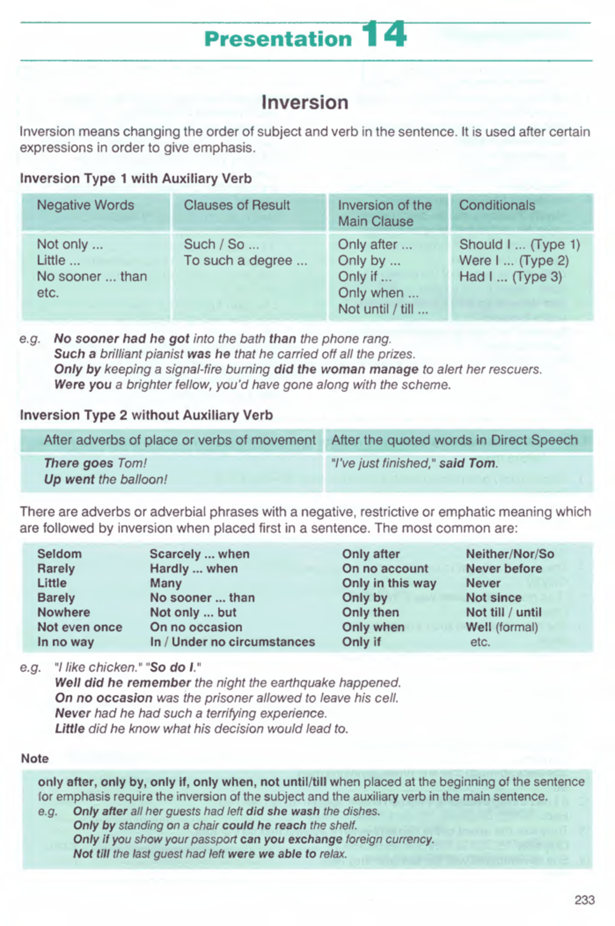 C2.3B Advanced English Inversions - Presentation 14 Notes - Studocu